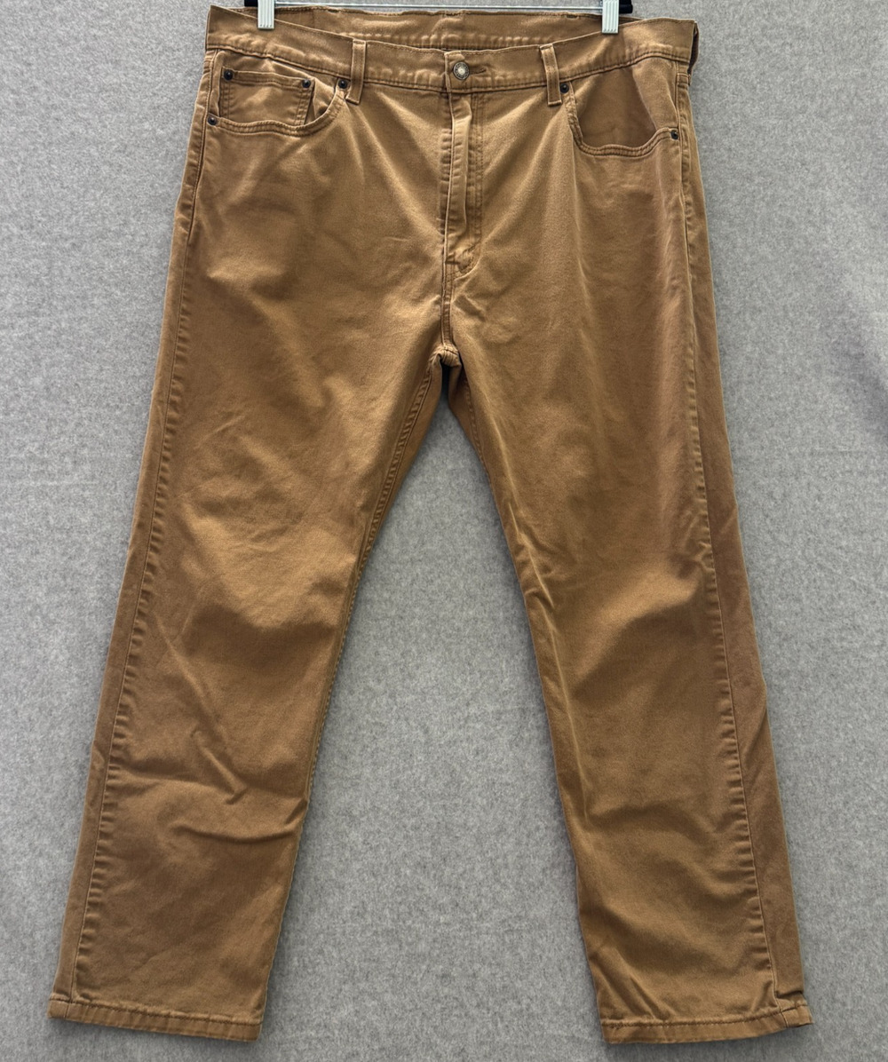Levi's Mens 502 Regular Taper Fit Jeans Sz 42x30 Light Brown 5-Pocket Stretch